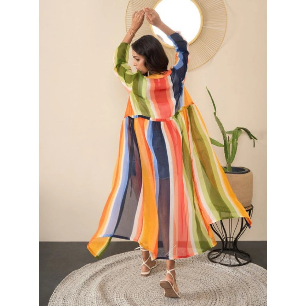 Generic Women's Polyester Crepe Printed Long Sleeves Shrug (Multicolor)