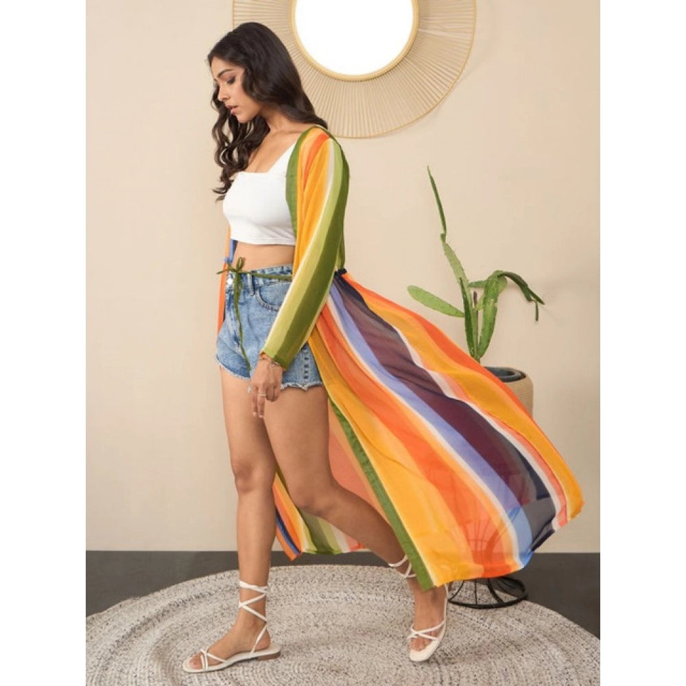 Generic Women's Polyester Crepe Printed Long Sleeves Shrug (Multicolor)