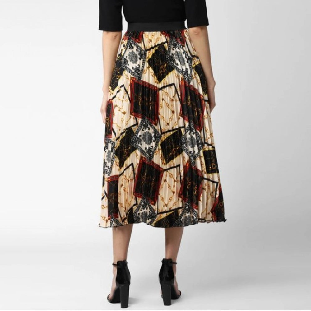 Generic Women's Satin Pleated Elasticated Skirt (Multicolor)