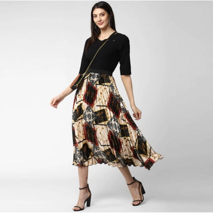 Generic Women's Satin Pleated Elasticated Skirt (Multicolor)