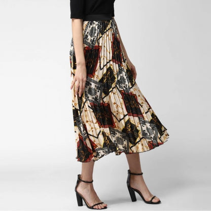 Generic Women's Satin Pleated Elasticated Skirt (Multicolor)