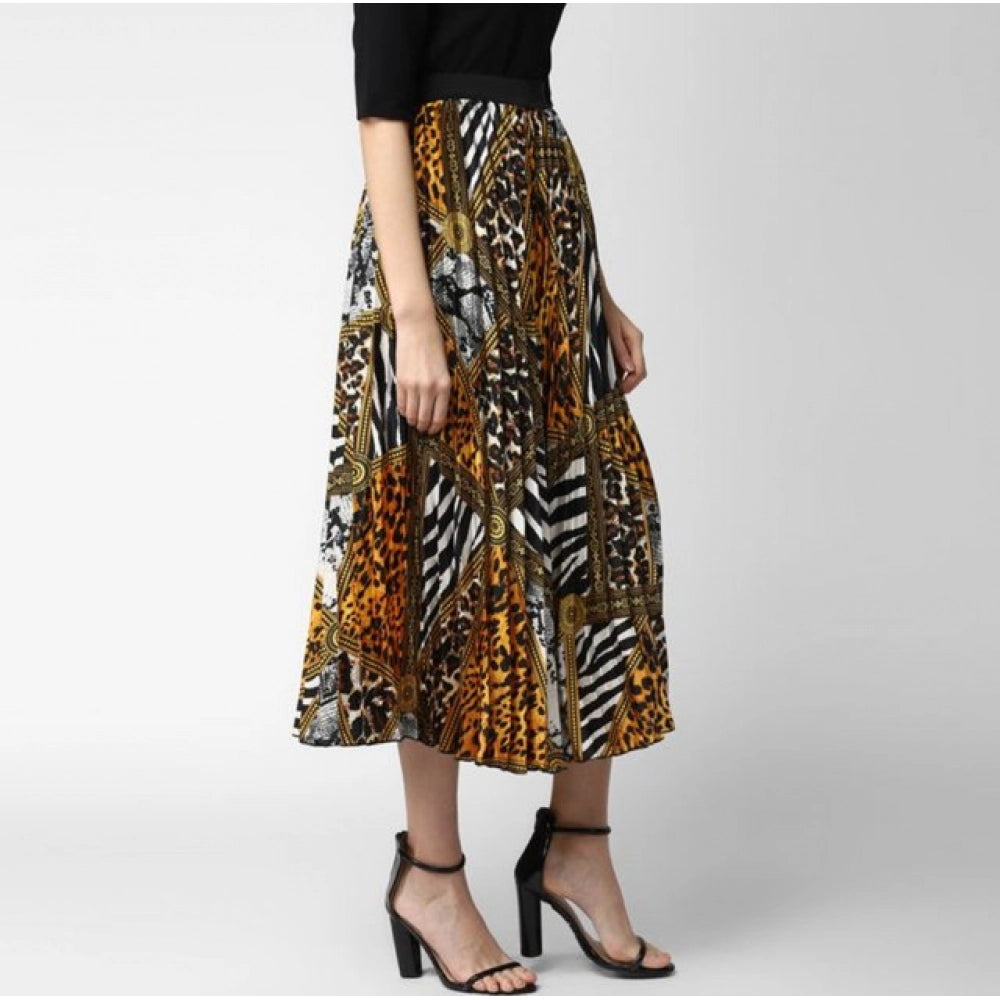 Generic Women's Satin Pleated Elasticated Skirt (Multicolor)