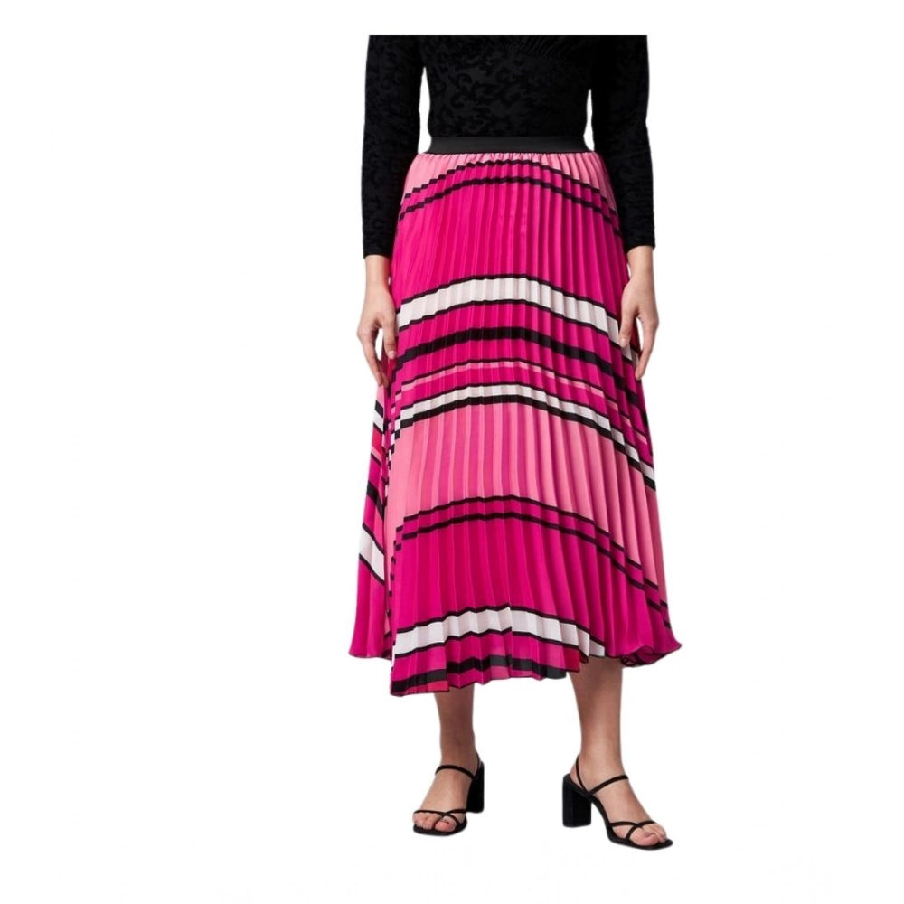 Generic Women's Satin Pleated Elasticated Skirt (Pink)