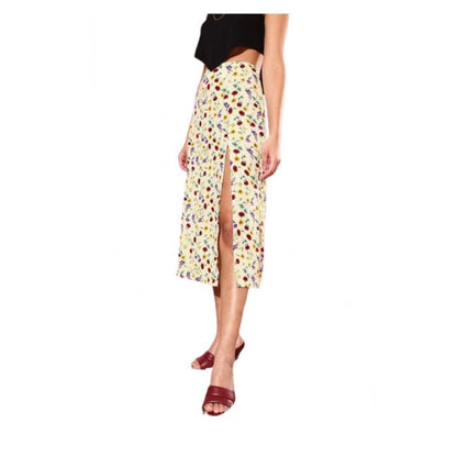 Generic Women's Polyester Floral Side Zip Skirt (Multicolor)