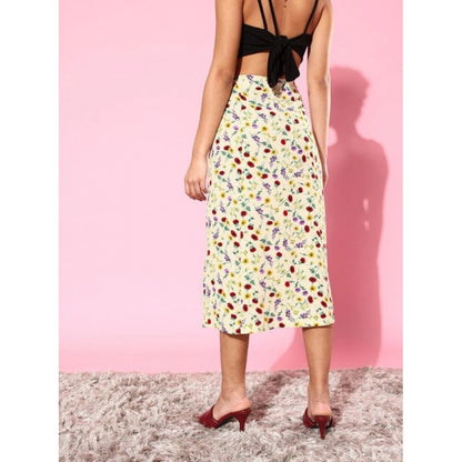 Generic Women's Polyester Floral Side Zip Skirt (Multicolor)