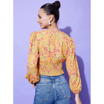 Generic Women's Polyester Floral Long Sleeves Top (Multicolor)