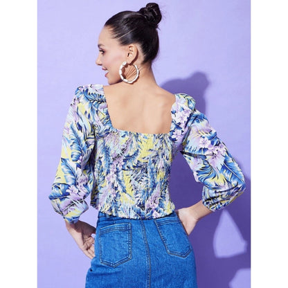 Generic Women's Polyester Floral Long Sleeves Top (Multicolor)