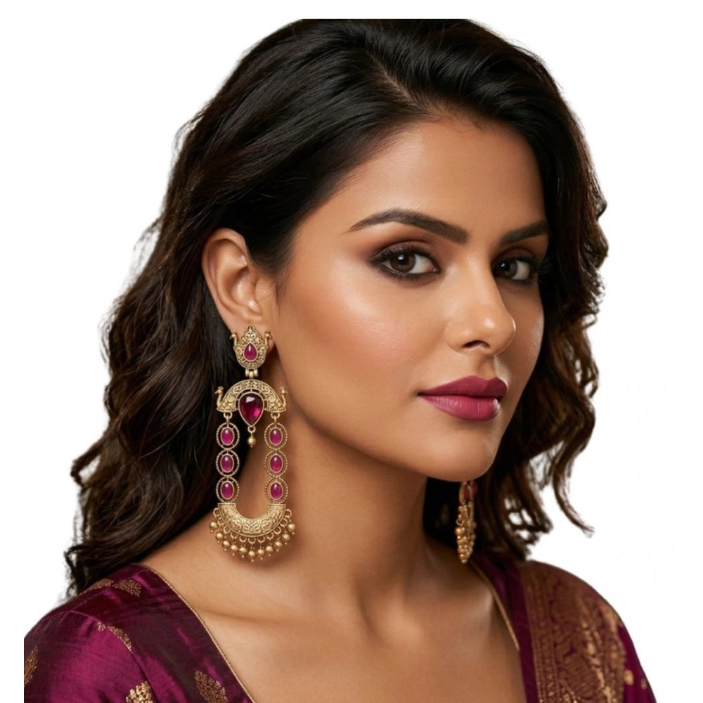 Generic Women's Zinc Alloy Gold Plated Chandbali Earrings (Multicolor)