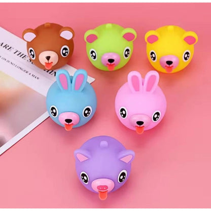 Generic Pack Of 5 Rubber-PVC Animal Faces Squishy Squeeze Stress Balls (Multicolor)