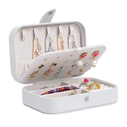 PU Leather Solid Jewelry Storage Box (White-Cream)