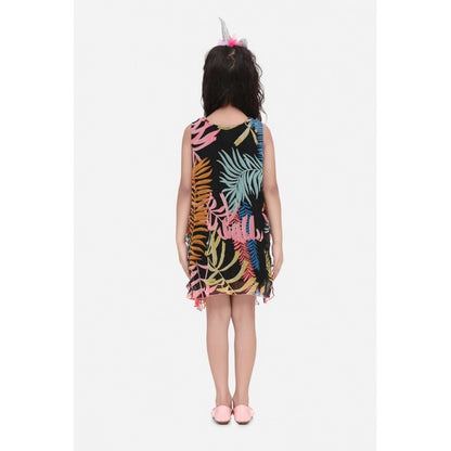 Generic Girl's Chiffon Ruffled Sleeveless Dress (Black)