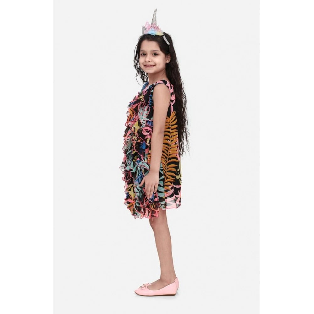 Generic Girl's Chiffon Ruffled Sleeveless Dress (Black)
