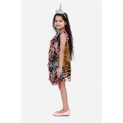 Generic Girl's Chiffon Ruffled Sleeveless Dress (Black)