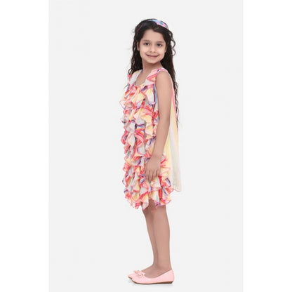 Generic Girl's Chiffon Ruffled Sleeveless Dress (Multicolor)