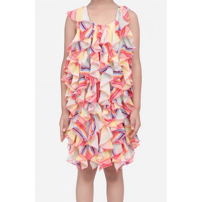 Generic Girl's Chiffon Ruffled Sleeveless Dress (Multicolor)