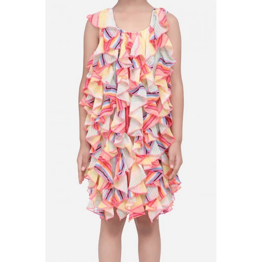 Generic Girl's Chiffon Ruffled Sleeveless Dress (Multicolor)