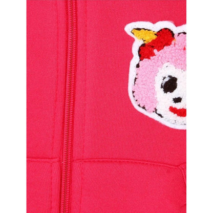 Generic Girl's Fleece Printed Long Sleeves Hoodie Jacket (Magenta)