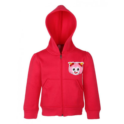 Generic Girl's Fleece Printed Long Sleeves Hoodie Jacket (Magenta)