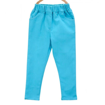 Generic Girl's Denim Solid Elasticated Jeggings cum Jeans (Blue)
