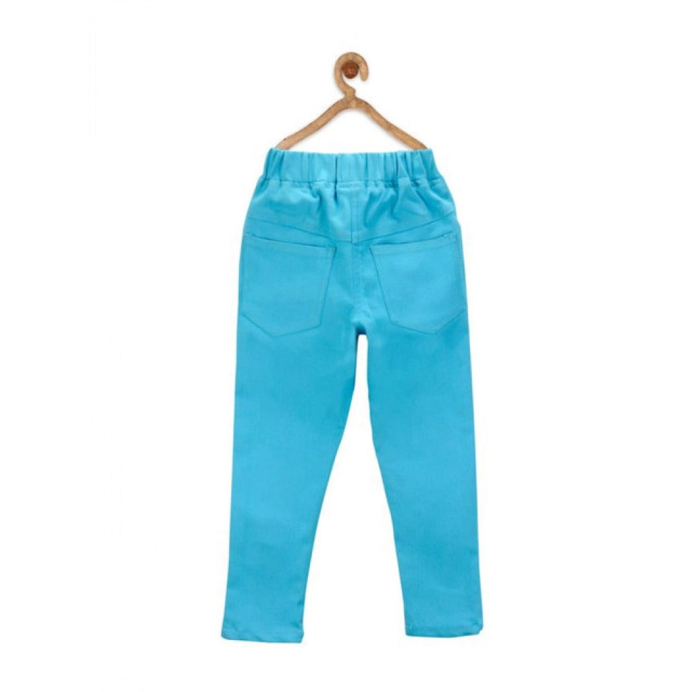 Generic Girl's Denim Solid Elasticated Jeggings cum Jeans (Blue)