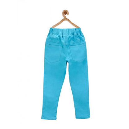 Generic Girl's Denim Solid Elasticated Jeggings cum Jeans (Blue)