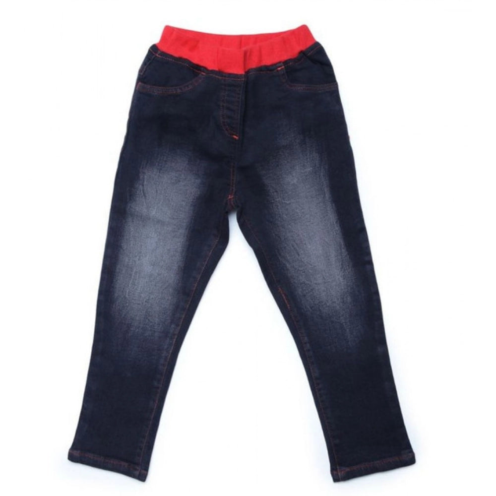 Generic Girl's Denim Ribbed Elasticated Jeans (Black)
