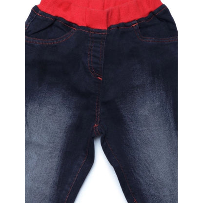 Generic Girl's Denim Ribbed Elasticated Jeans (Black)