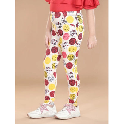 Generic Girl's Cotton Lycra Floral Elasticated Jeggings (Multicolor)