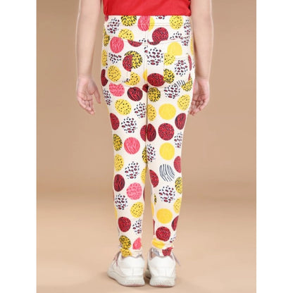 Generic Girl's Cotton Lycra Floral Elasticated Jeggings (Multicolor)