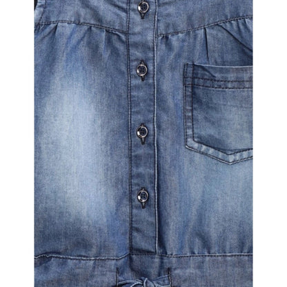 Generic Girl's Denim Embroidered Sleeveless Jumpsuit (Blue)