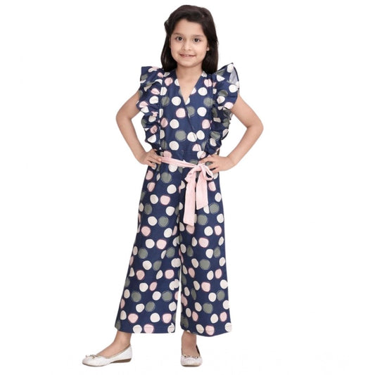 Generic Girl's Rayon Polka Flutter Jumpsuit (Multicolor)