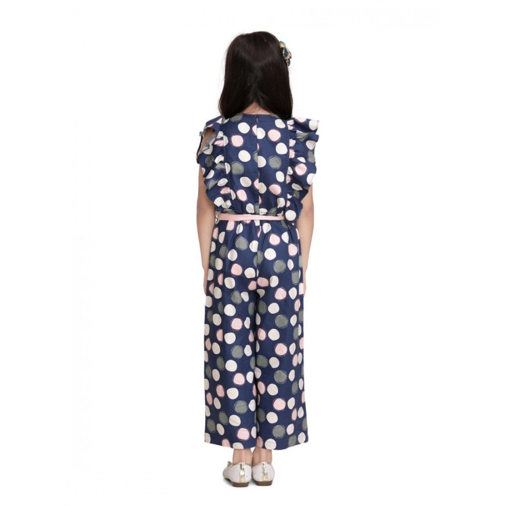 Generic Girl's Rayon Polka Flutter Jumpsuit (Multicolor)