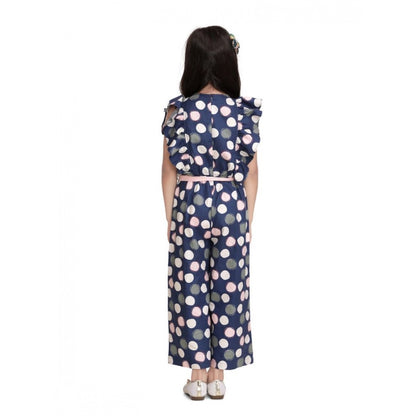 Generic Girl's Rayon Polka Flutter Jumpsuit (Multicolor)