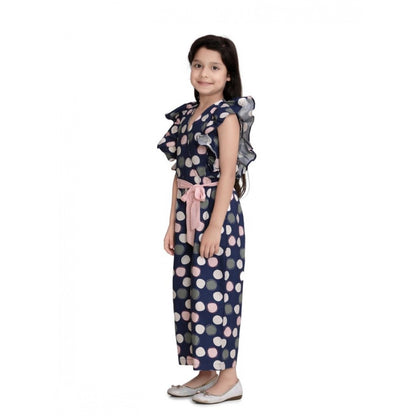 Generic Girl's Rayon Polka Flutter Jumpsuit (Multicolor)