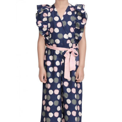 Generic Girl's Rayon Polka Flutter Jumpsuit (Multicolor)