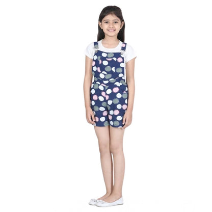 Generic Girl's Rayon Polka Sleeveless Jumpsuit (Blue-Pink)