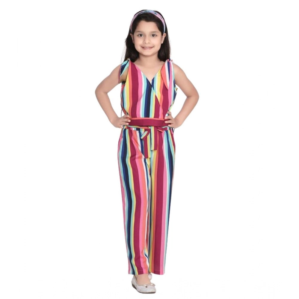 Generic Girl's Polyester Crepe Floral Cold Shoulder Crop Top and Pallazo Set (Multicolor)