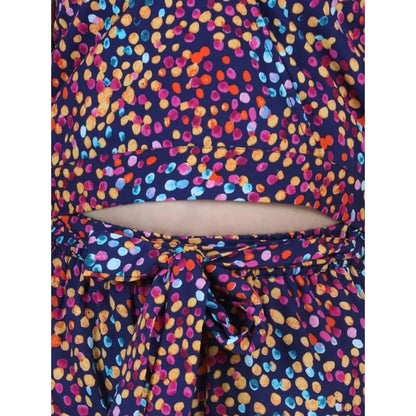 Generic Girl's Polyester Crepe Floral Short Sleeve Set (Multicolor)