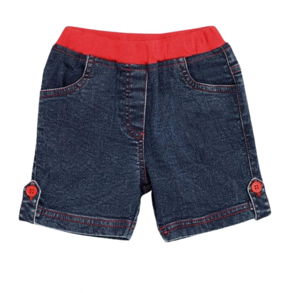 Generic Girl's Denim Lace Inserts Sleeveless Shorts (Blue-Red)