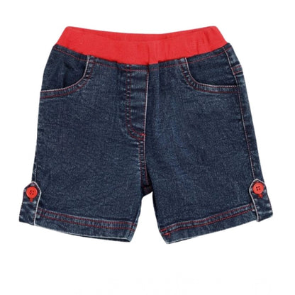 Generic Girl's Denim Lace Inserts Sleeveless Shorts (Blue-Red)