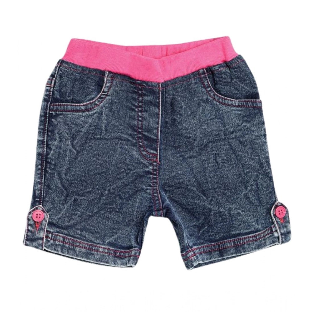 Generic Girl's Denim Lace Inserts Sleeveless Shorts (Blue-Pink)