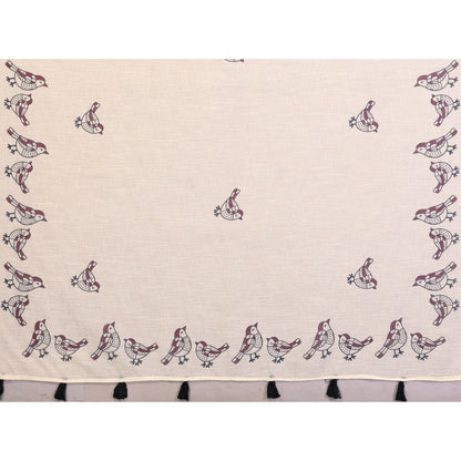 Generic Women's Linen Cotton Printed Saree With Unstitched Blouse 5.5Mtr (Off White)