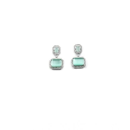 Generic Women's Brass Silver Plated Drop Earrings (Turquoise)