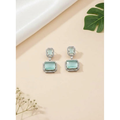 Generic Women's Brass Silver Plated Drop Earrings (Turquoise)