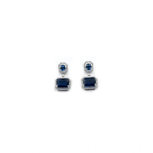 Generic Women's Brass Silver Plated Drop Earrings (Blue)