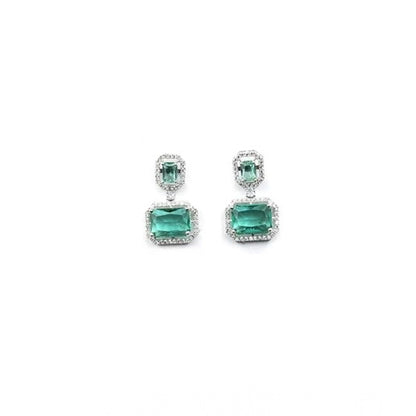 Generic Women's Brass Silver Plated Drop Earrings (Green)