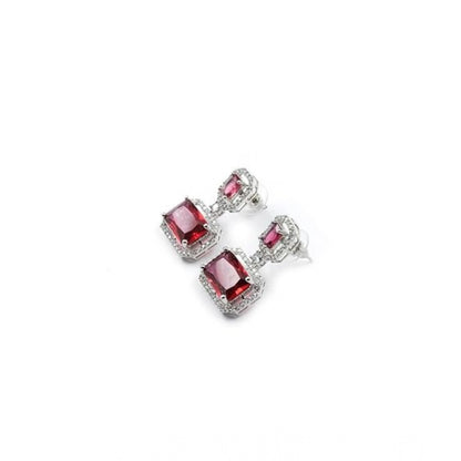 Generic Women's Brass Silver Plated Drop Earrings (Red)