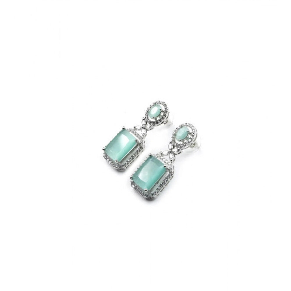 Generic Women's Brass Silver Plated Drop Earrings (Turquoise)