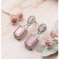 Generic Women's Brass Silver Plated Drop Earrings (Pink)