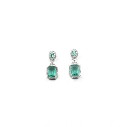 Generic Women's Brass Silver Plated Drop Earrings (Green)